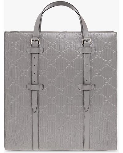 Gucci Leather Shopper Bag - Grey