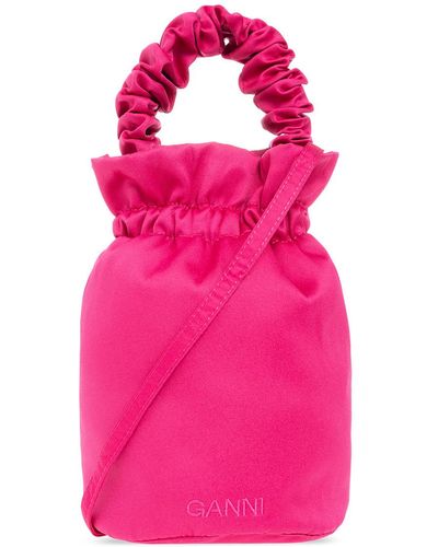 Ganni Satin Shoulder Bag - Pink