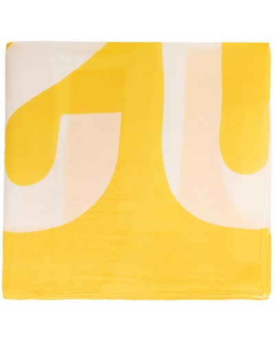 Moschino Scarf With Logo, - Yellow
