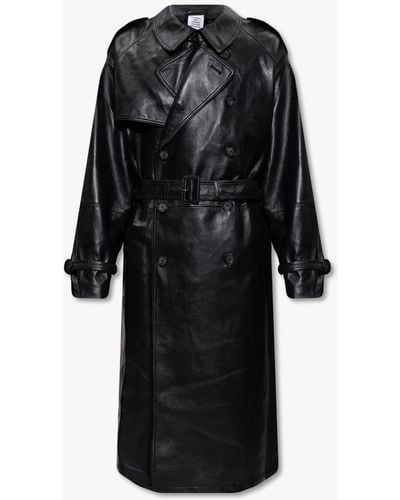 Vetements Leather Trench Coat - Black