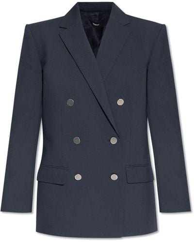 Theory Double-Breasted Blazer - Blue