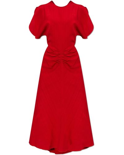 Victoria Beckham Draped Dress, - Red