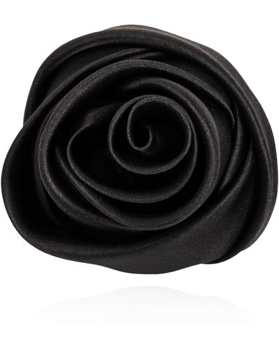 Saint Laurent Rose-shaped Brooch, - Black