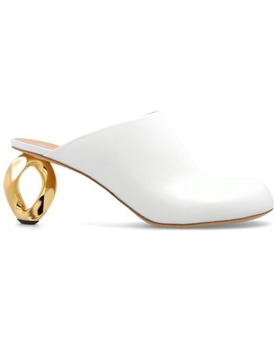 JW Anderson Leather Mules On Decorative Heel - White