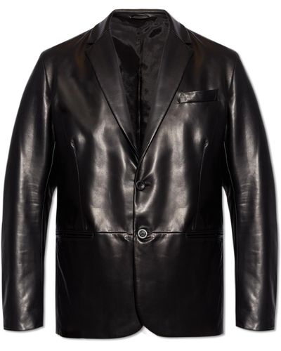 Giorgio Armani Leather Blazer, - Black