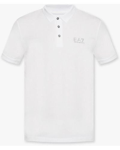 EA7 Polo With Logo, - White