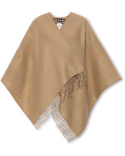 Burberry Wool Poncho - Natural