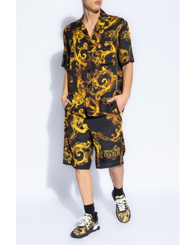 Versace Shirt With Short Sleeves, - Yellow