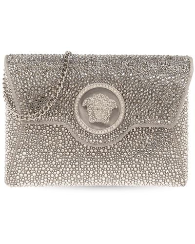Versace Crystal-embellished Shoulder Bag, - Grey