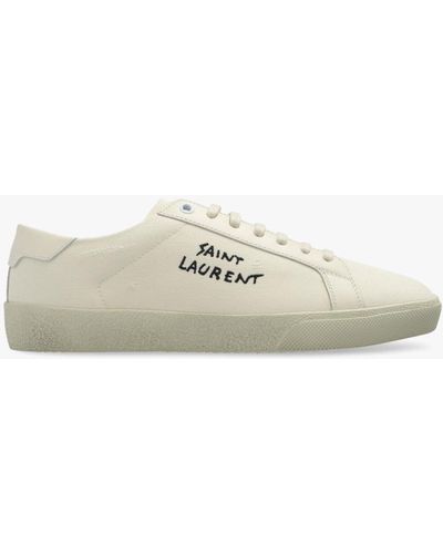 Saint Laurent Mens Sl06 Signature Low Top Sneakers - Natural