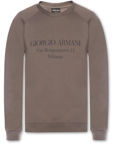 Giorgio Armani Sweatshirt With Logo - Brown