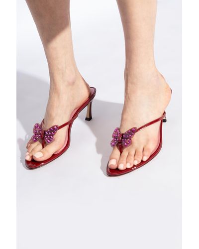 Blumarine Heeled Slippers 'Butterfly' - Red