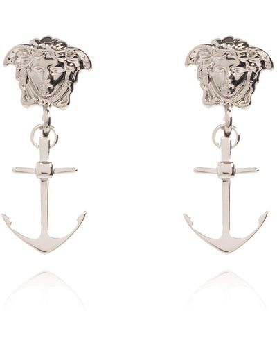 Versace Earrings With Medusa Face, - Metallic