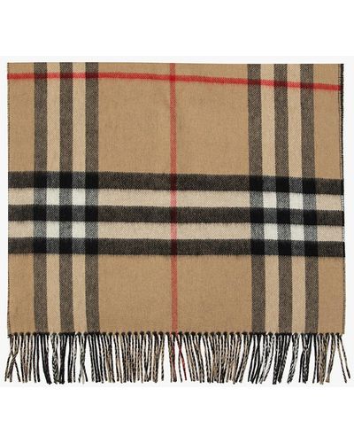 Burberry Checked Cashmere Scarf - Natural