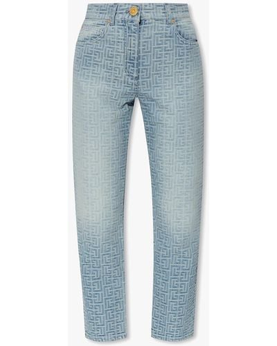 Balmain Jeans With Monogram - Blue