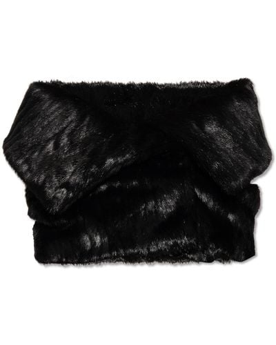 Versace Faux Fur Cape, - Black