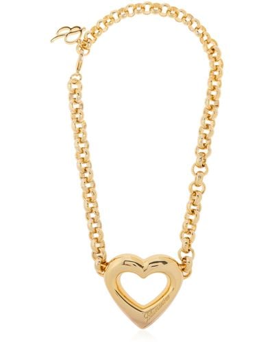 Blumarine Necklace With A Heart Motif, - Metallic