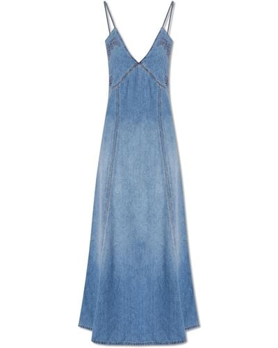 Chloé Sleeveless Denim Dress, - Blue