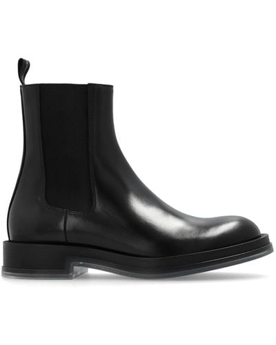 Alexander McQueen Leather Chelsea Boots, - Black