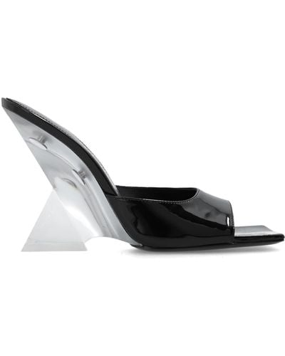 The Attico 'cheope' Glossy Wedge Mules, - White