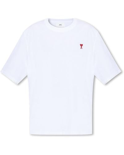 Ami Paris Cotton T-shirt With Logo, - White