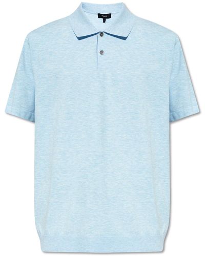Theory Polo Shirt With Short Sleeves, - Blue