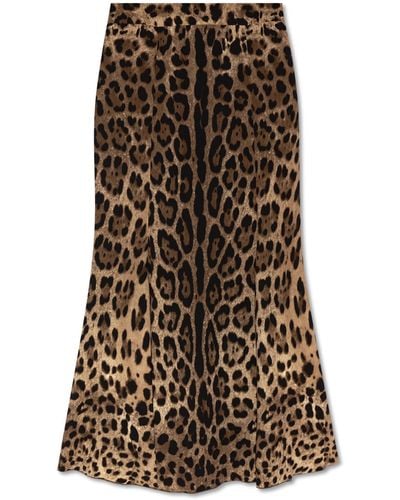 Dolce & Gabbana Leopard Print Skirt - Natural