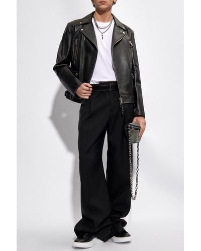 Alexander McQueen Leather Biker Jacket, - Black