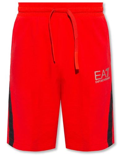 EA7 Sweat Shorts With Logo - Red