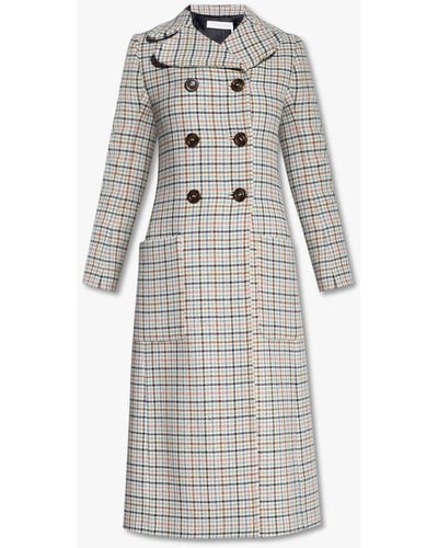 See By Chloé Checked Double-breasted Coat - Gray
