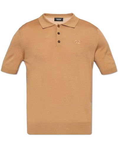 DSquared² Wool Polo Shirt, - Natural