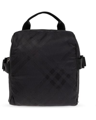 Burberry Shoulder Bag With Logo, - Black