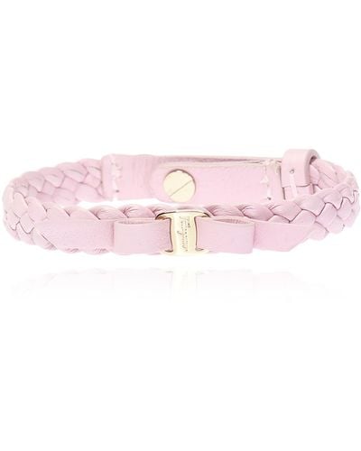 Ferragamo Woven Bracelet With Bow, - Pink