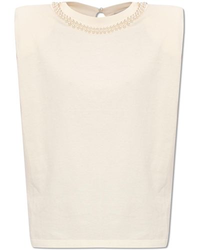 Golden Goose Top With Pearl Neckline, - White