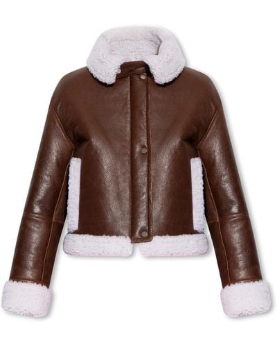 Yves Salomon Lamb Shearling Coat - Brown