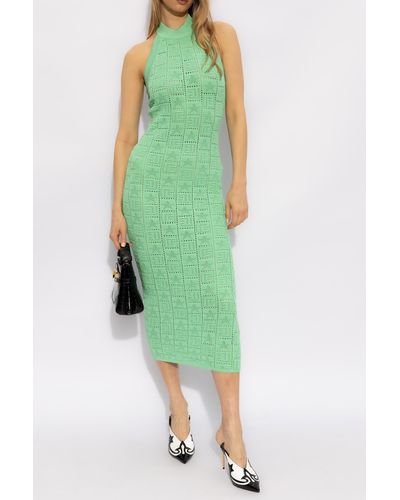 Balmain Dress With Denuded Back, - Green