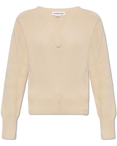 Victoria Beckham Sweater With Decorative Collar, - White