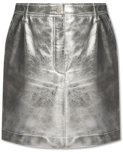 PS by Paul Smith Leather Skirt, - Metallic