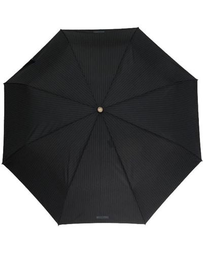 Moschino Pinstriped Folding Umbrella, - Black