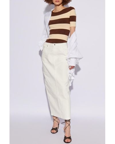 Posse Striped Pattern Top 'Theo' - White