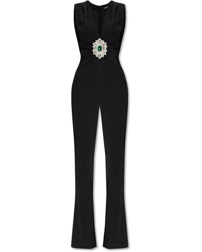 Balmain Sleeveless Embellished Jumpsuit - Black