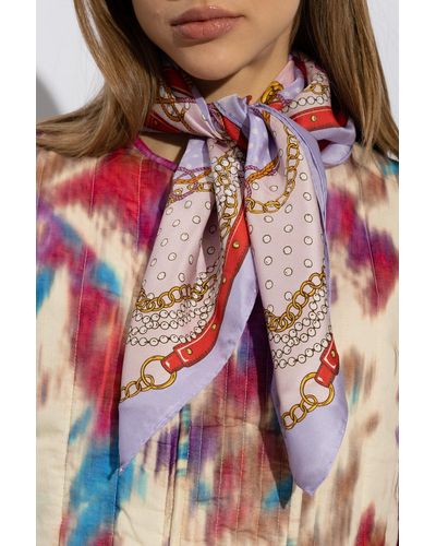 Moschino Printed Silk Scarf - Red