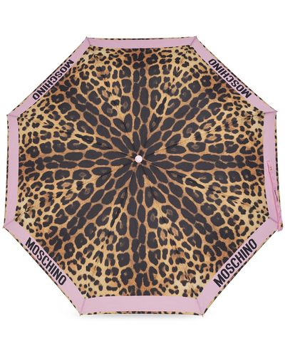 Moschino Umbrella With Logo, - Brown