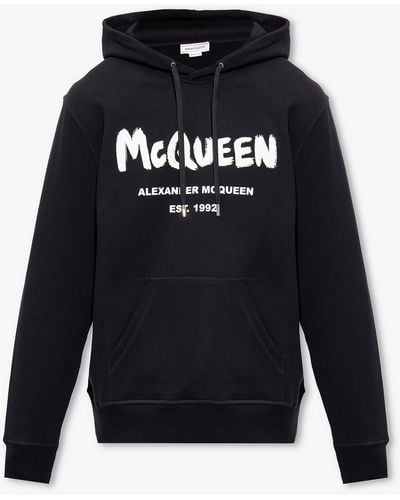 Alexander McQueen Logo-Printed Hoodie - Blue