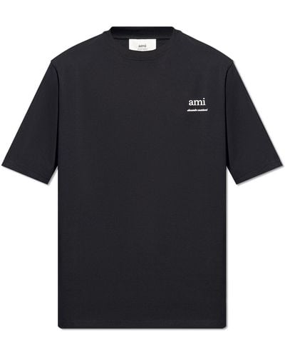 Ami Paris T-shirt With Logo, - Black