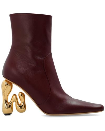 JW Anderson Leather Heeled Ankle Boots - Brown