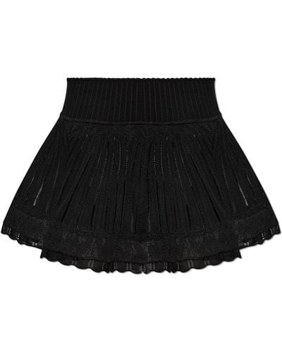 Alaïa Striped Shorts, - Black