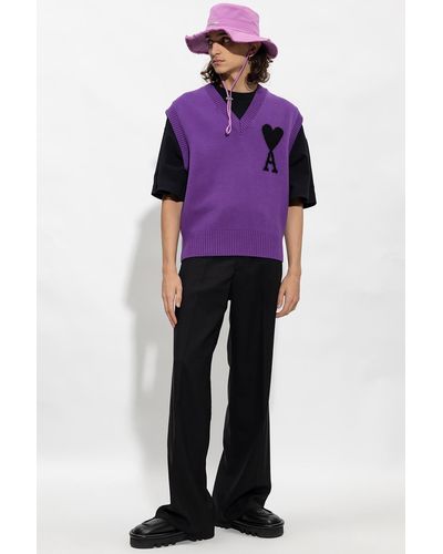 Ami Paris Vest With Logo - Purple