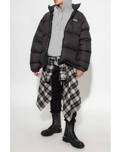 Vetements Down Jacket With Logo - Black