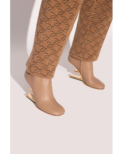 Fendi ' First' Heeled Ankle Boots - Natural